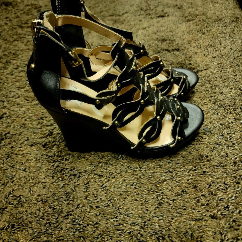 Guess Black Wedge Sandals